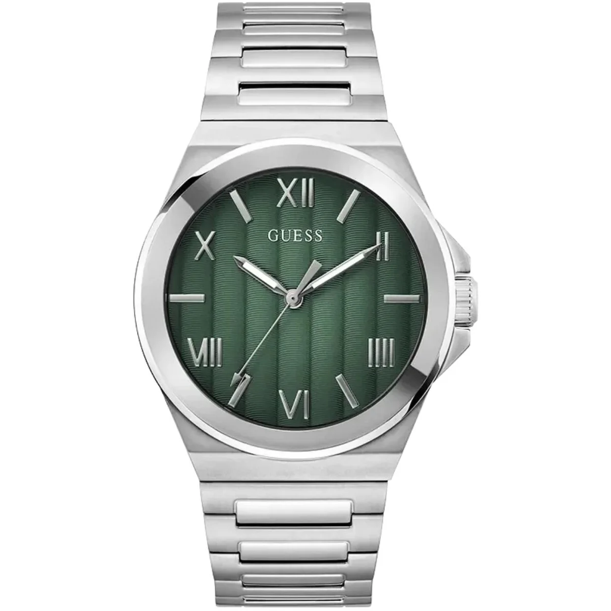 ساعة GUESS Vinyl رجالي فضي بمينا خضراء GW0789G1 - image 5