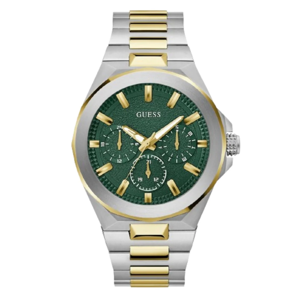 ساعة Guess Dashboard للرجال فضي وذهبي بمينا أخضر GW0798G3 - image 6
