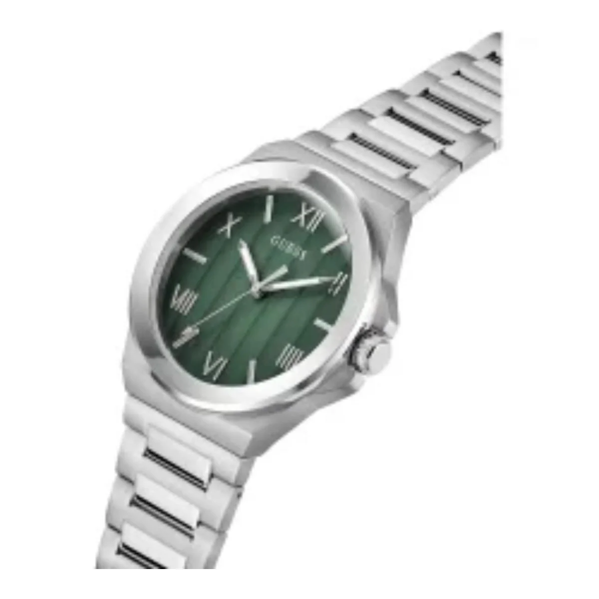 ساعة GUESS Vinyl رجالي فضي بمينا خضراء GW0789G1 - image 3