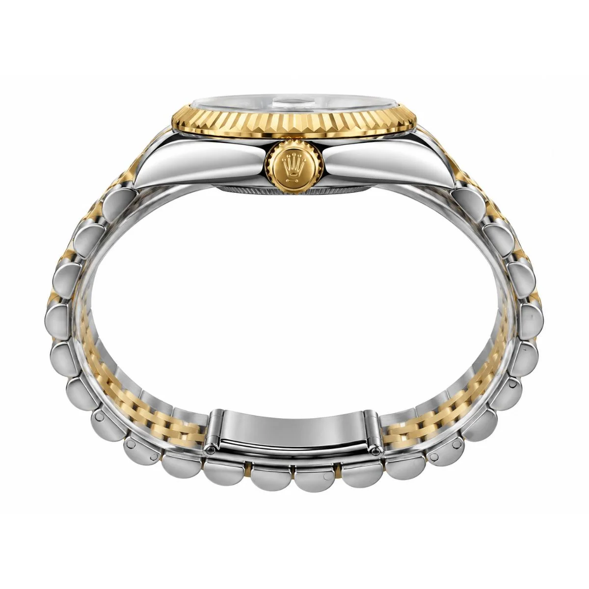 ساعة رولكس ديت جست (Datejust) أوتوماتيكية، ثنائية اللون (ذهب وفولاذ مقاوم للصدأ)، ميناء أبيض، وإطار مخدّد. - image 2