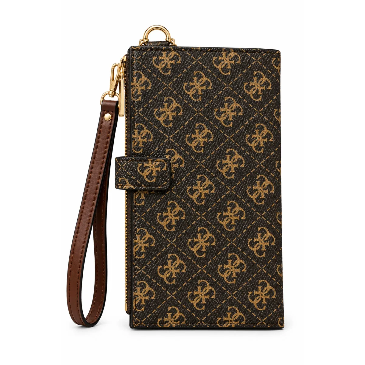محفظة معصم نسائية من GUESS بلون بني ونقشة مونوغرام وسحّاب مزدوج - image 2