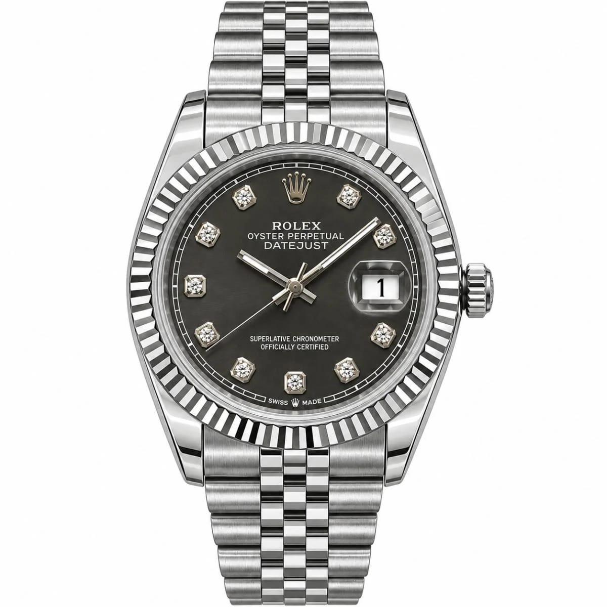 Rolex Datejust 38mm Dark Gray Stone Dial Watch For Women