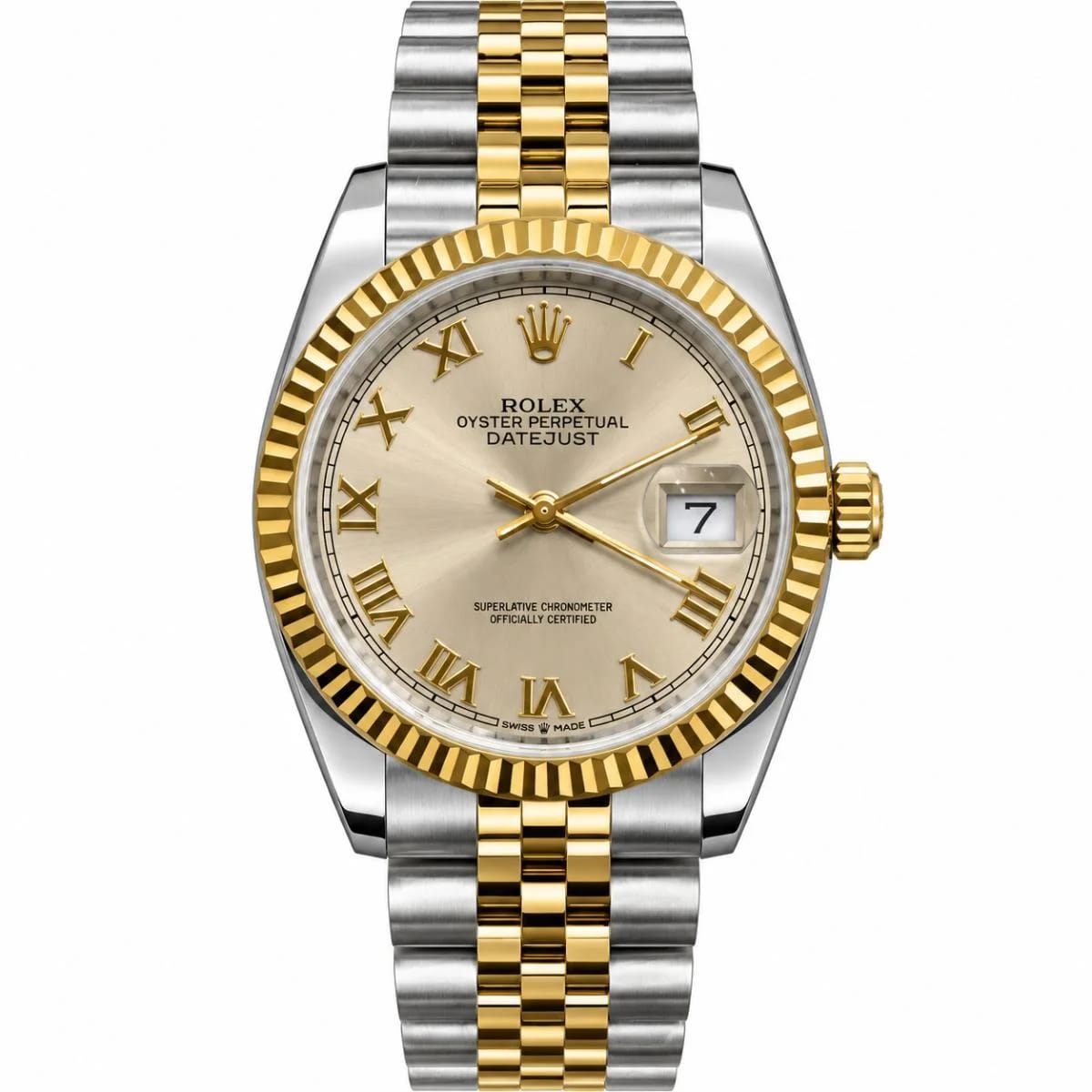 Rolex Datejust 36mm Silver Roman Dial Watch For Women