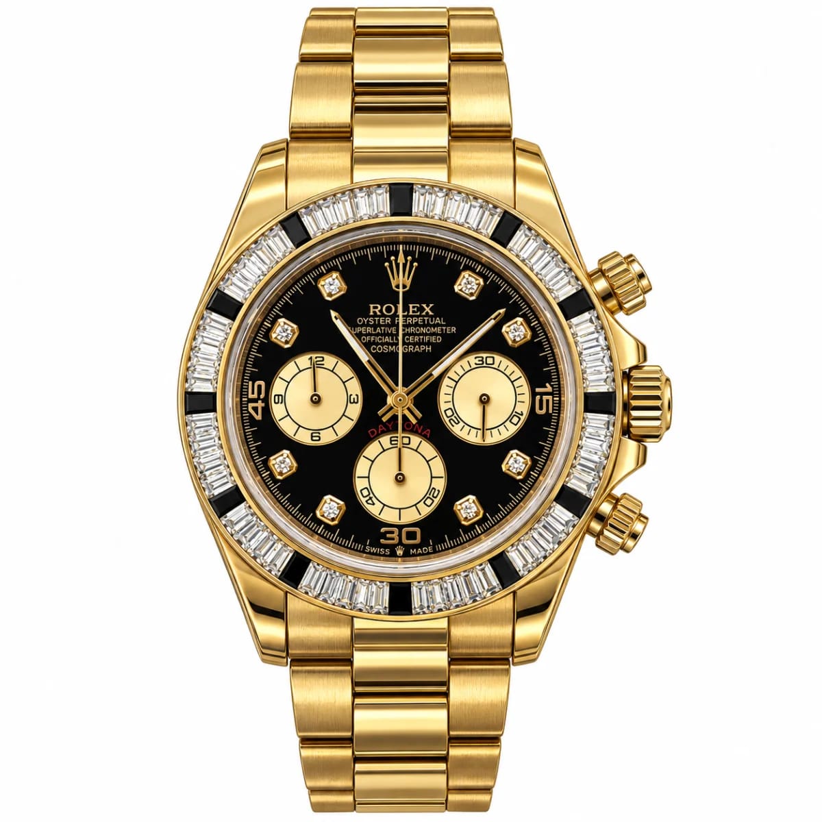 Rolex Daytona Quartz Gold Black Stone Dial Watch