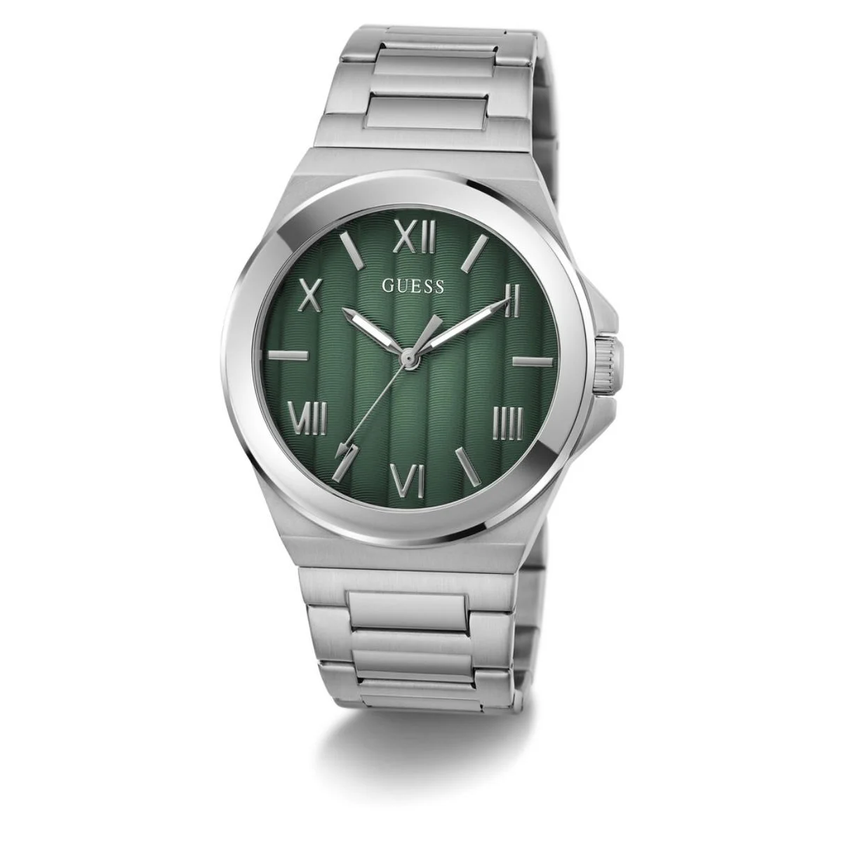 ساعة GUESS Vinyl رجالي فضي بمينا خضراء GW0789G1 - image 2