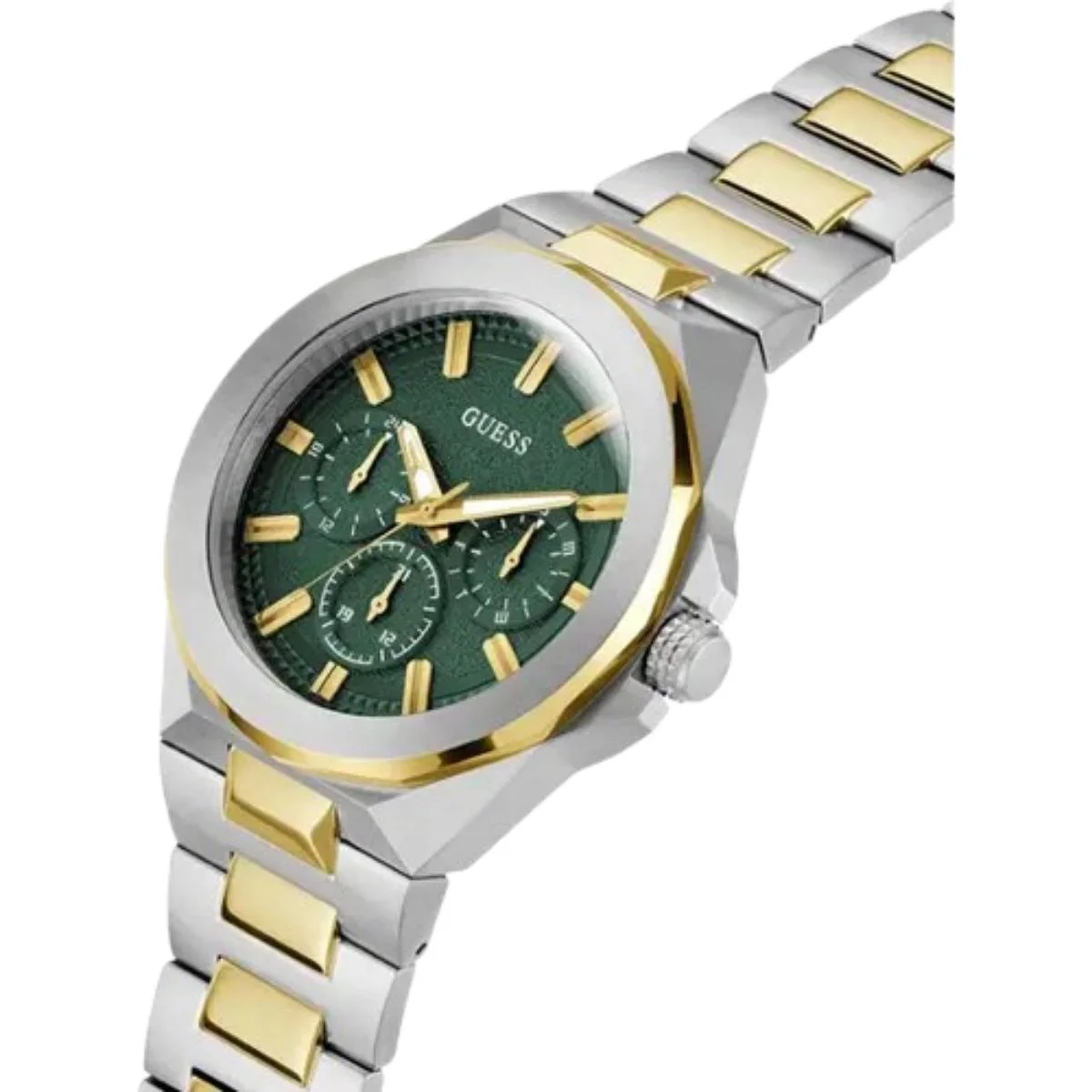 ساعة Guess Dashboard للرجال فضي وذهبي بمينا أخضر GW0798G3 - image 3