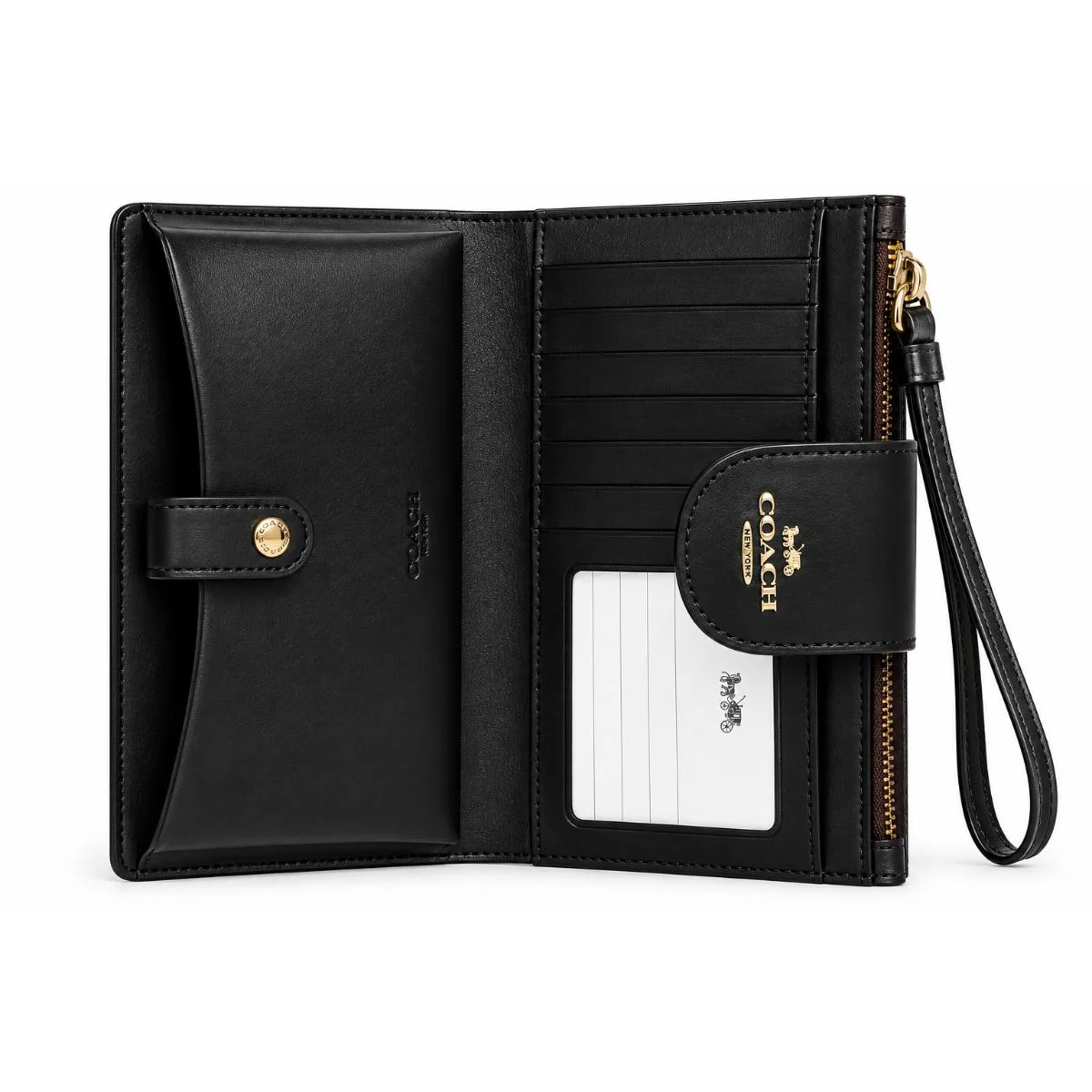 محفظة هاتف نسائية من COACH بنقشة Signature Canvas (طراز C2874) - باللونين الأسود والبني - image 2