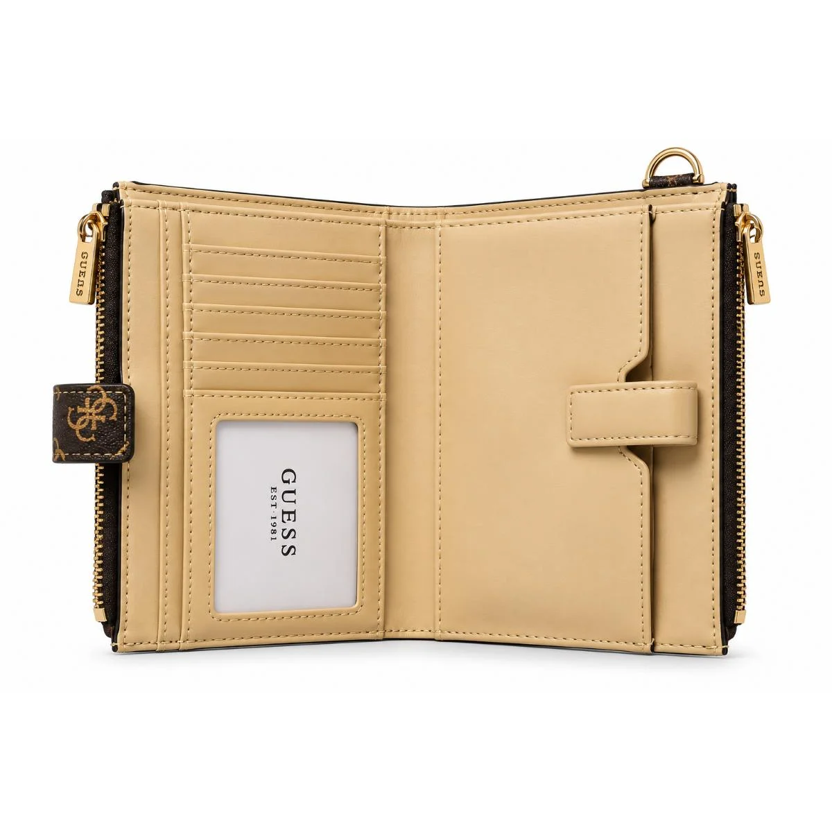 محفظة معصم نسائية من GUESS بلون بني ونقشة مونوغرام وسحّاب مزدوج - image 3