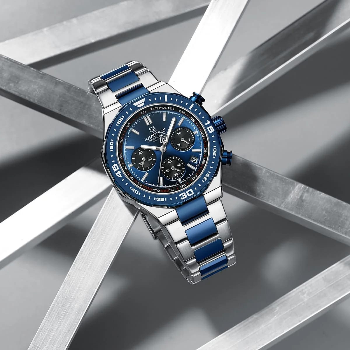 Naviforce Chronograph Trendy Metal Strap Men's Watch NF8049-S-BE-S - image 4