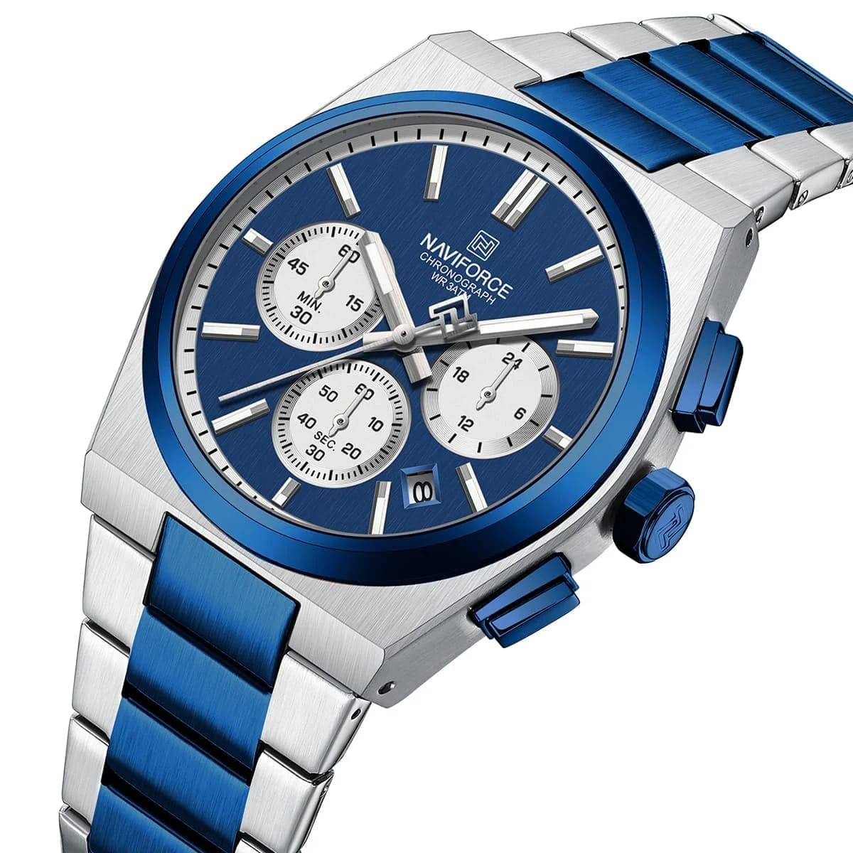 ساعة Naviforce الرجالية بنظام كرونوغراف وسوار معدني عصري (NF8048G-S-BE-BE) - image 2