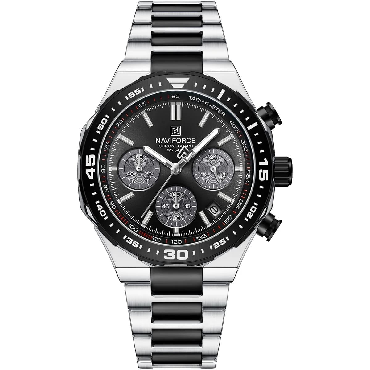 ساعة Naviforce الرجالية NF8049-S-B-B بسوار معدني عصري وخاصية الكرونوغراف - image 5