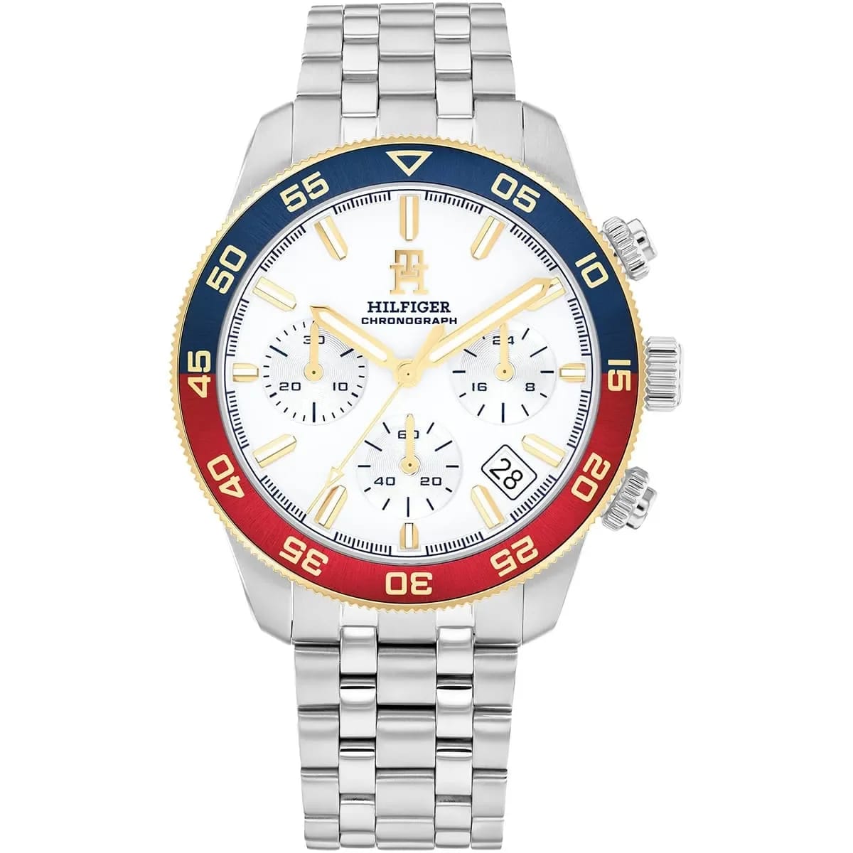 Tommy Hilfiger TH85 Chronograph Men's Watch 1792184 White Dial Silver Stainless Steel Bracelet