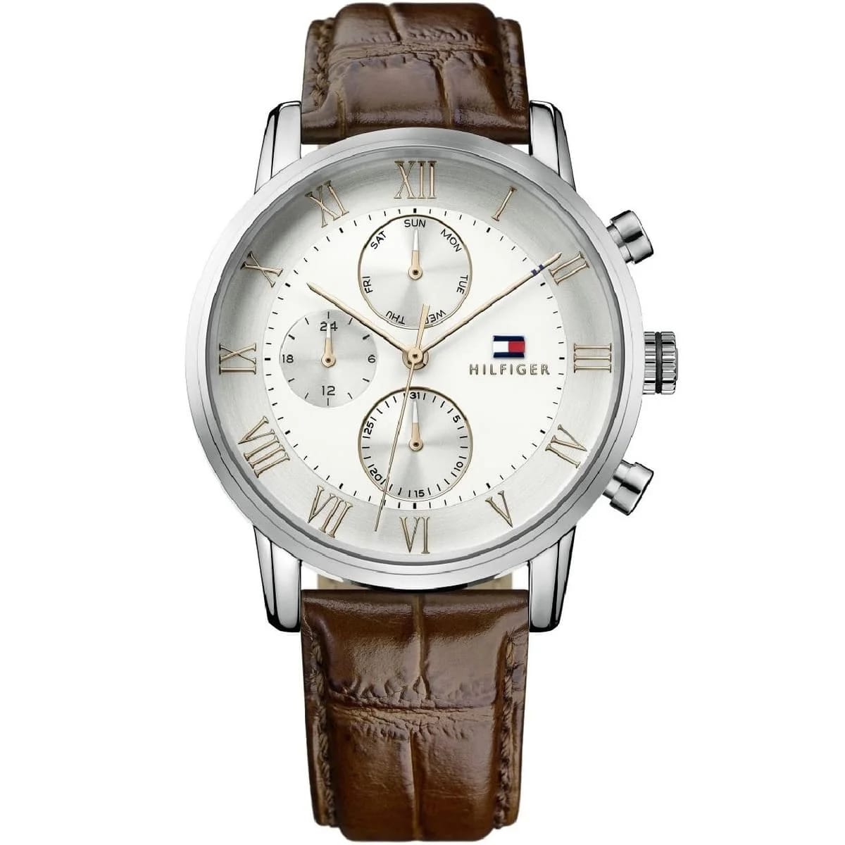 Tommy Hilfiger Kane Men's Watch 1791400 White Dial Brown Genuine Leather Strap