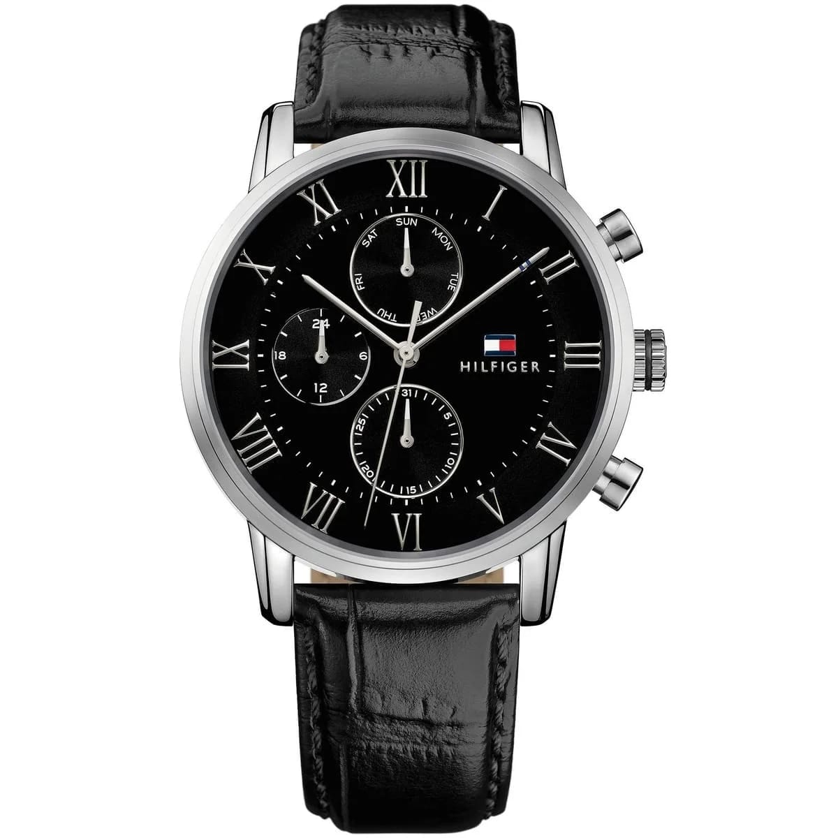 Tommy Hilfiger Kane Men's Watch 1791401 Black Dial Black Genuine Leather Strap