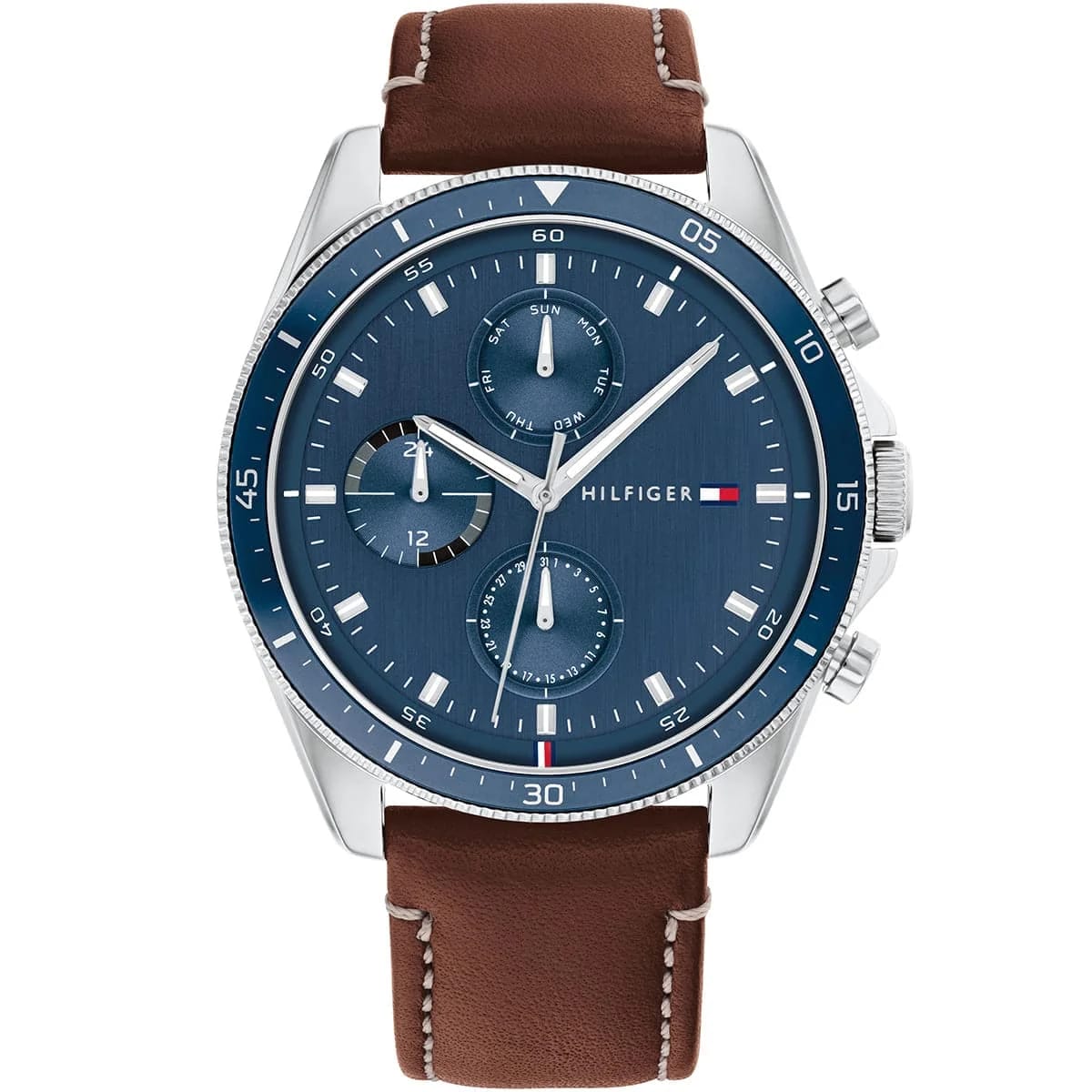 Tommy Hilfiger Parker Men's Watch 1791837 Blue Dial Brown Genuine Leather Strap