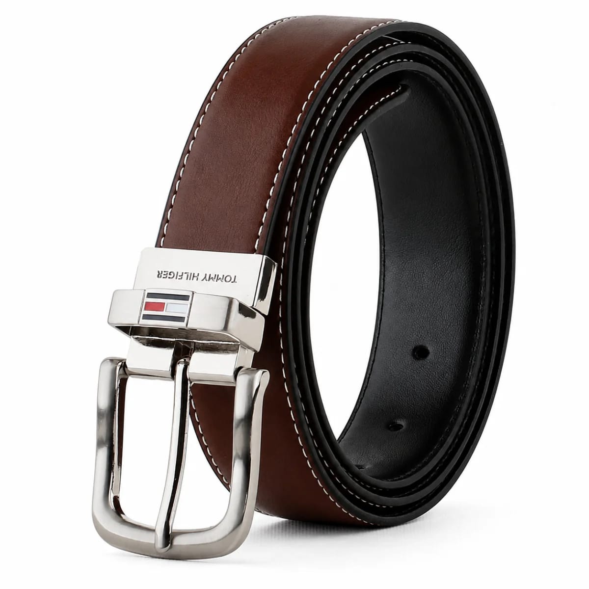Tommy Hilfiger leather brown belt with box for men - image 1