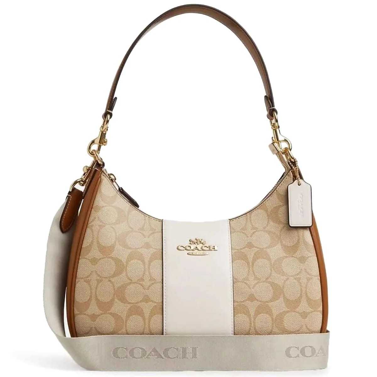 Coach Im Light Khaki Chalk Lt Saddle White Beige Brown Women Shoulder Bag Ct257 - image 1