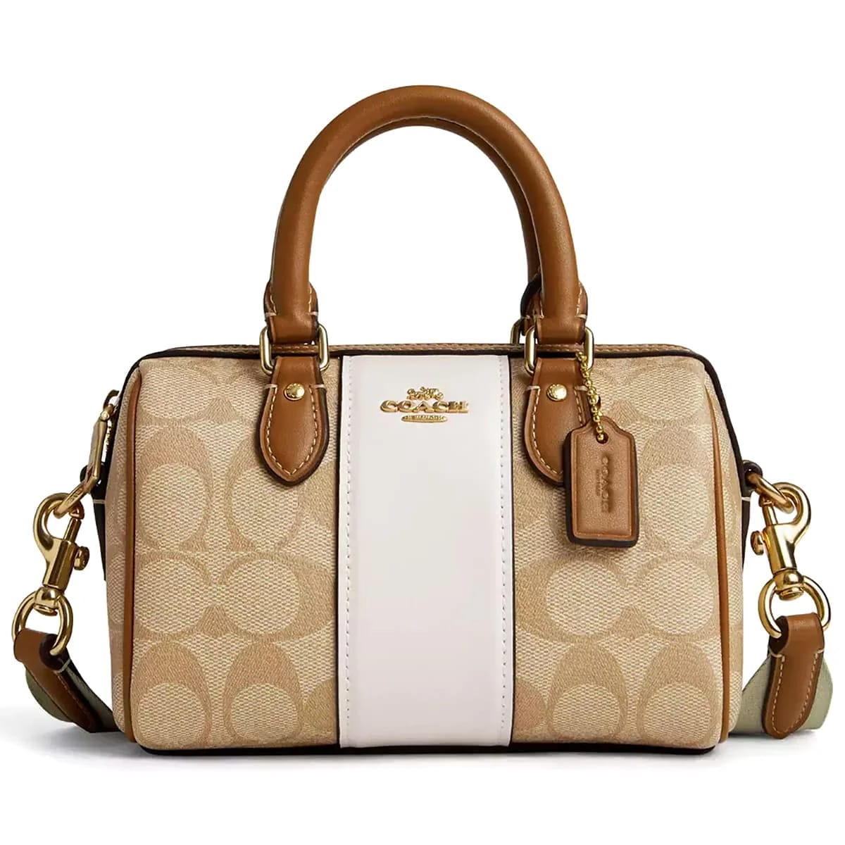 Coach Im Light Khaki Chalk Lt Saddle White Beige Brown Women Handbag Cr243 - image 1