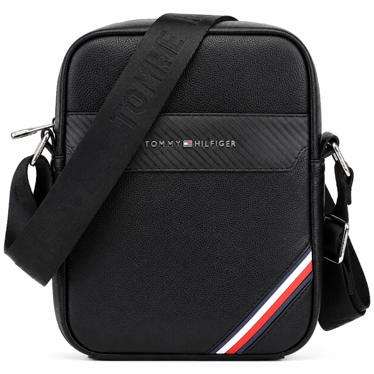 Black Leather Tommy Hilfiger Crossbody Messenger Bag For Men - image 1