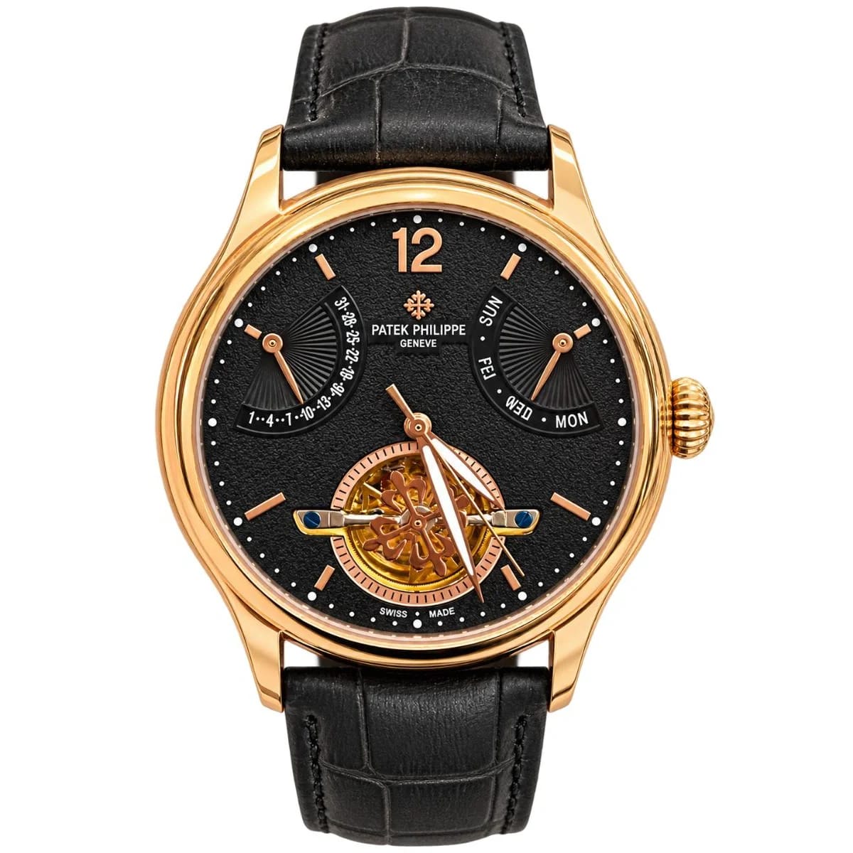 Men's Luxury Black Dial Tourbillon Watch Rose Gold - image 1