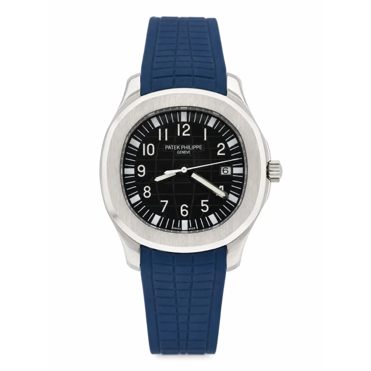 Patek Philippe Aquanaut Automatic Silver-Tone Black Dial Watch with Blue Rubber Strap - image 1