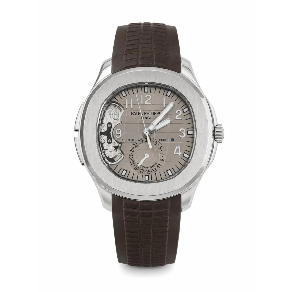Patek Philippe Aquanaut Advanced Research Automatic Silver-Tone Watch with Brown Rubber Strap - image 1