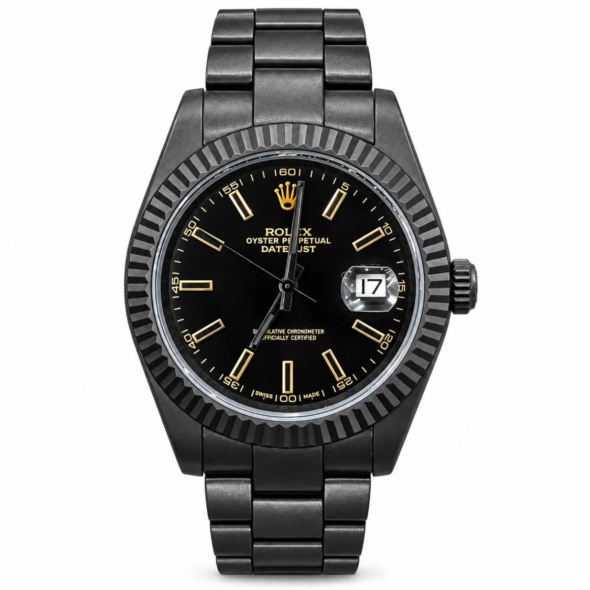 Rolex Datejust Custom Full Black PVD Watch – Gold Details - image 1
