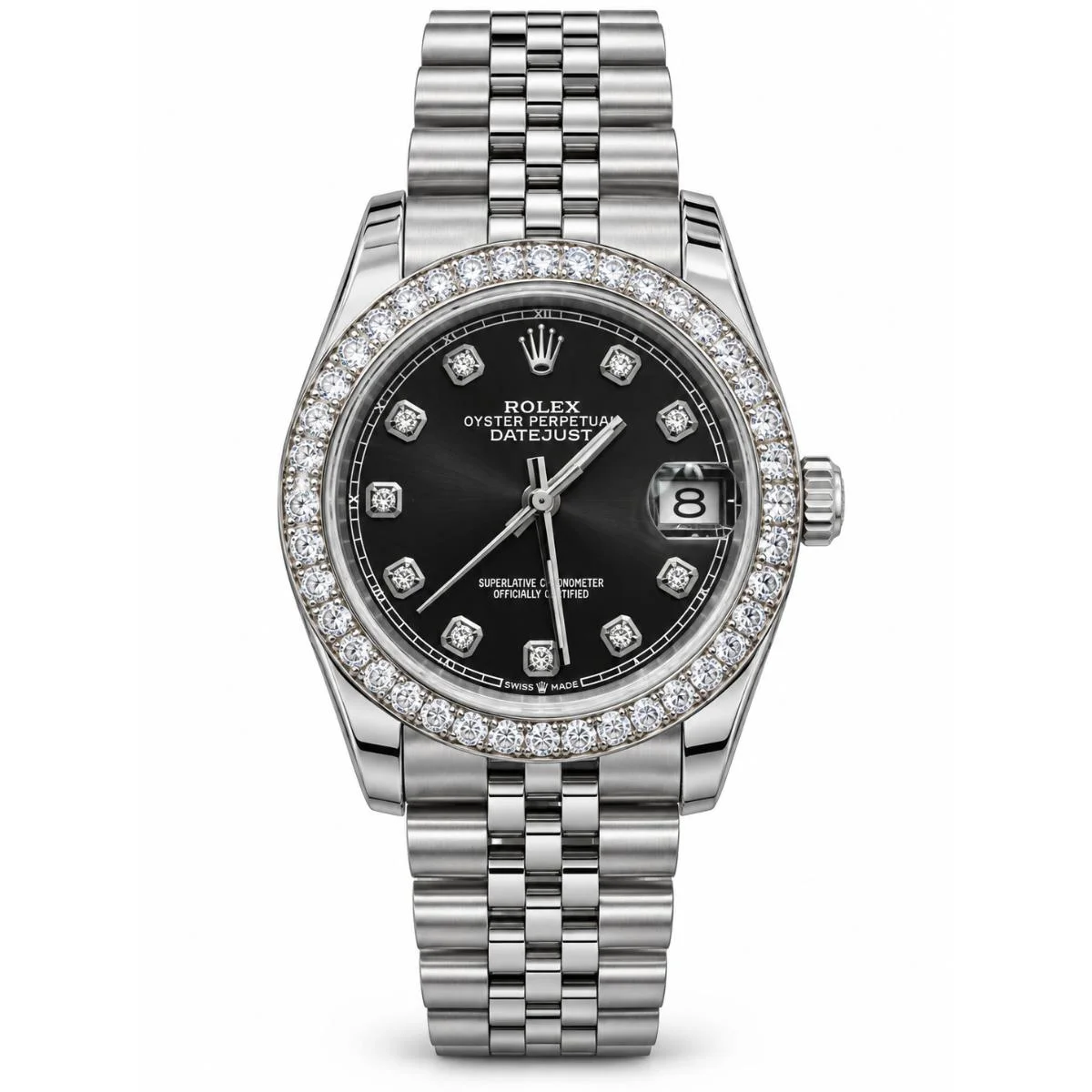 Rolex Datejust 31mm Black Dial Stone-Set Watch For Women - image 1