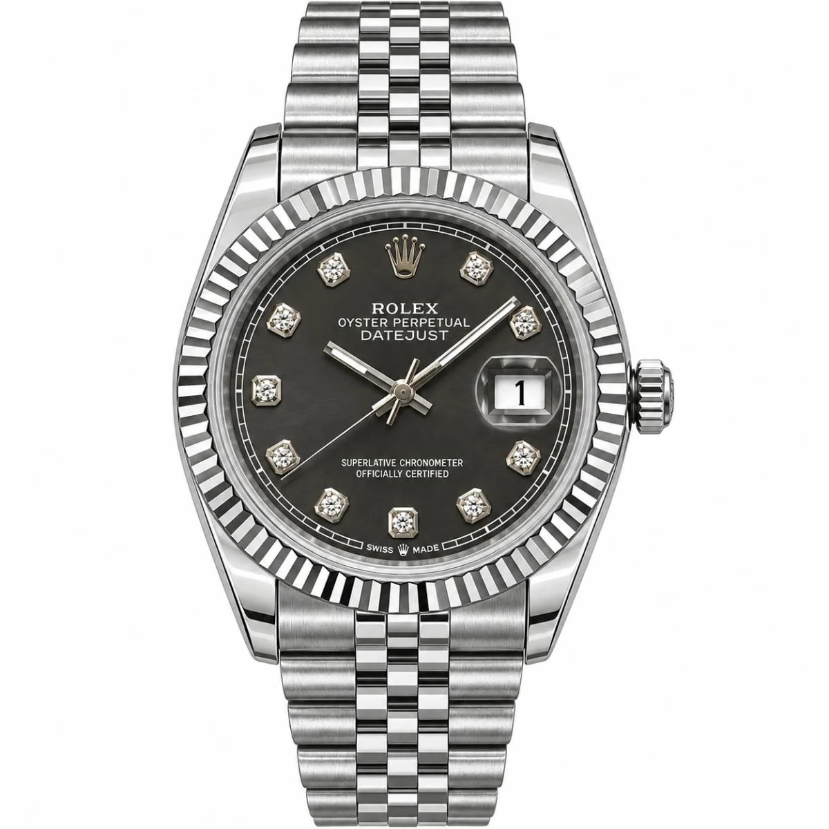 Rolex Datejust 38mm Dark Gray Stone Dial Watch For Women - image 1