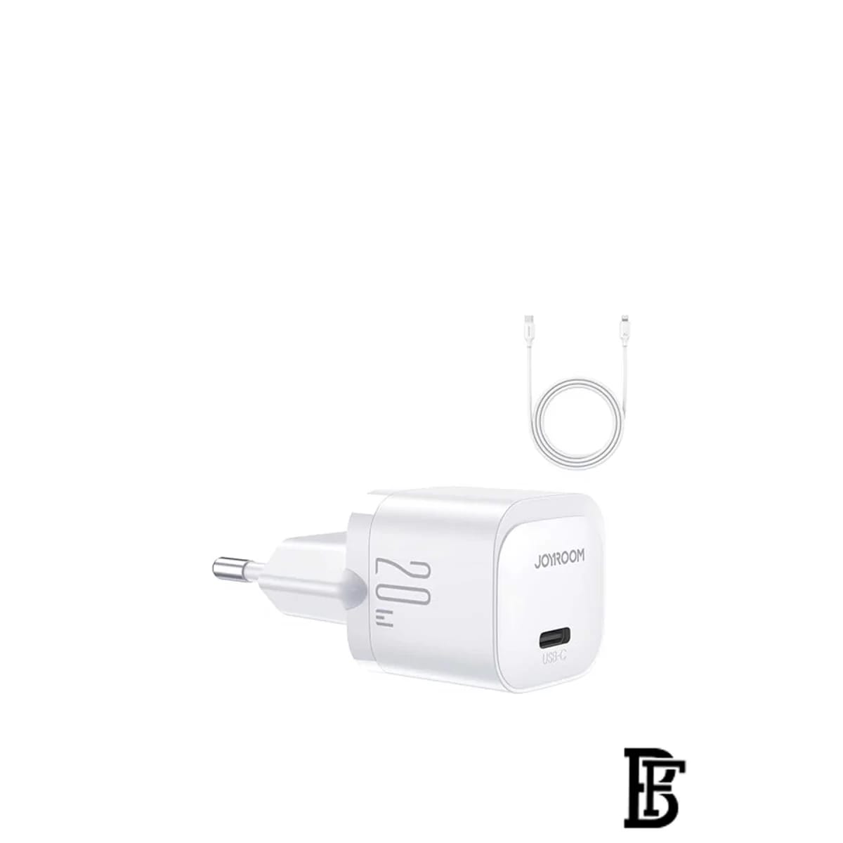 Joyroom JR-TCF02 PD 20W mini Charger-White -EU-+C-to L Cable 1m - image 1