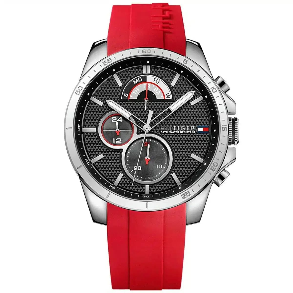 Tommy Hilfiger Men’s Watch 1791351– Black Dial, Red Strap - image 1