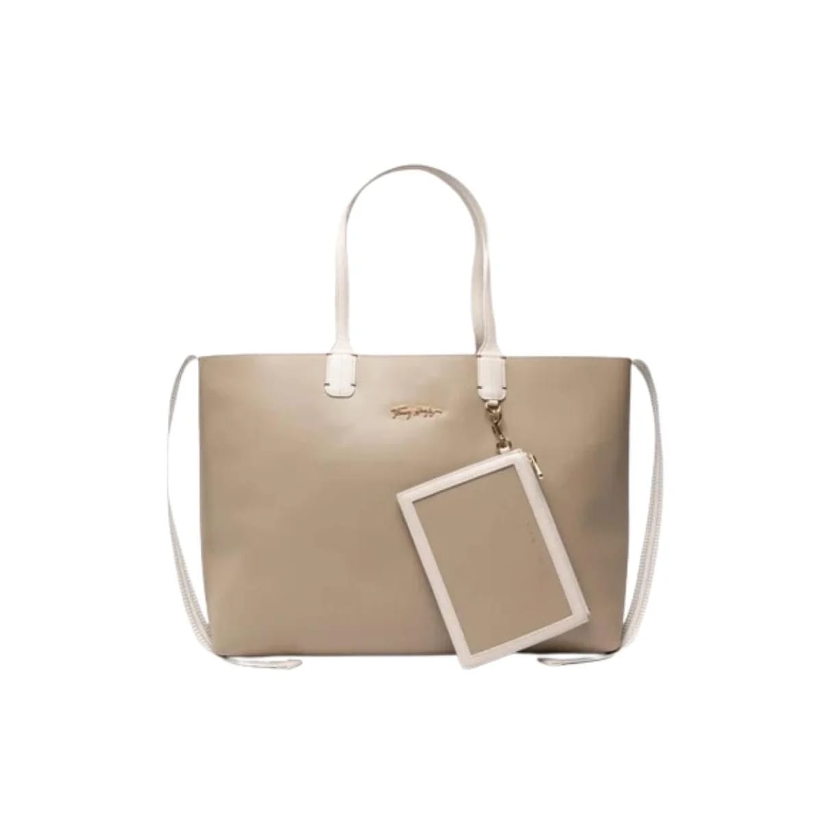 Tommy Hilfiger Women’s Beige Tote Bag with Detachable Pouch AW0AW16441 - image 1