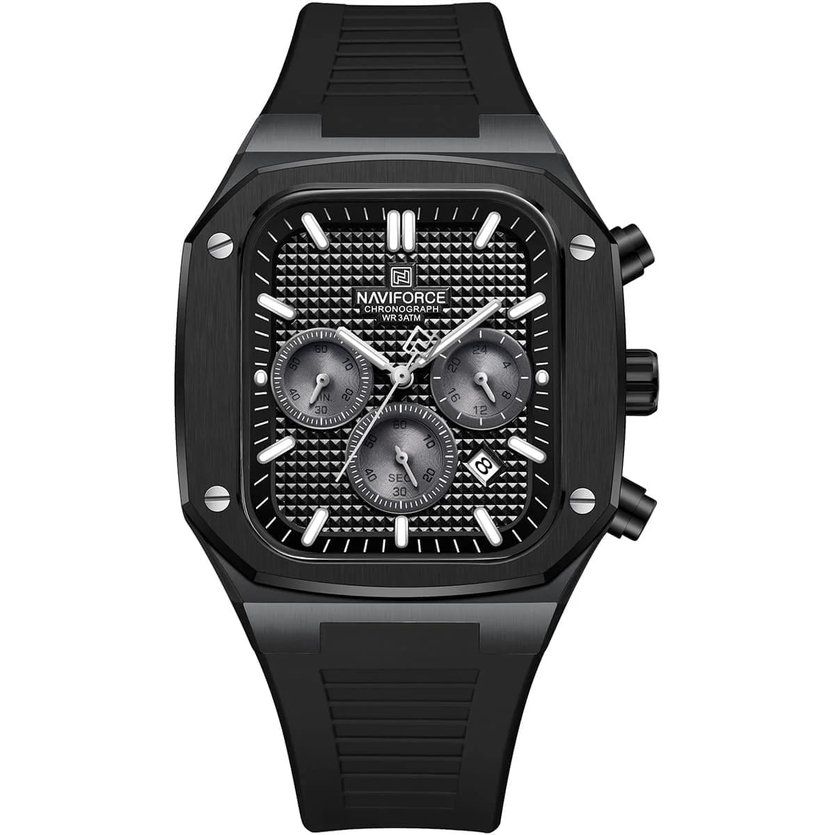 Naviforce Chronograph Trendy Rubber Strap Men's Watch NF8037-B-B-B - image 5