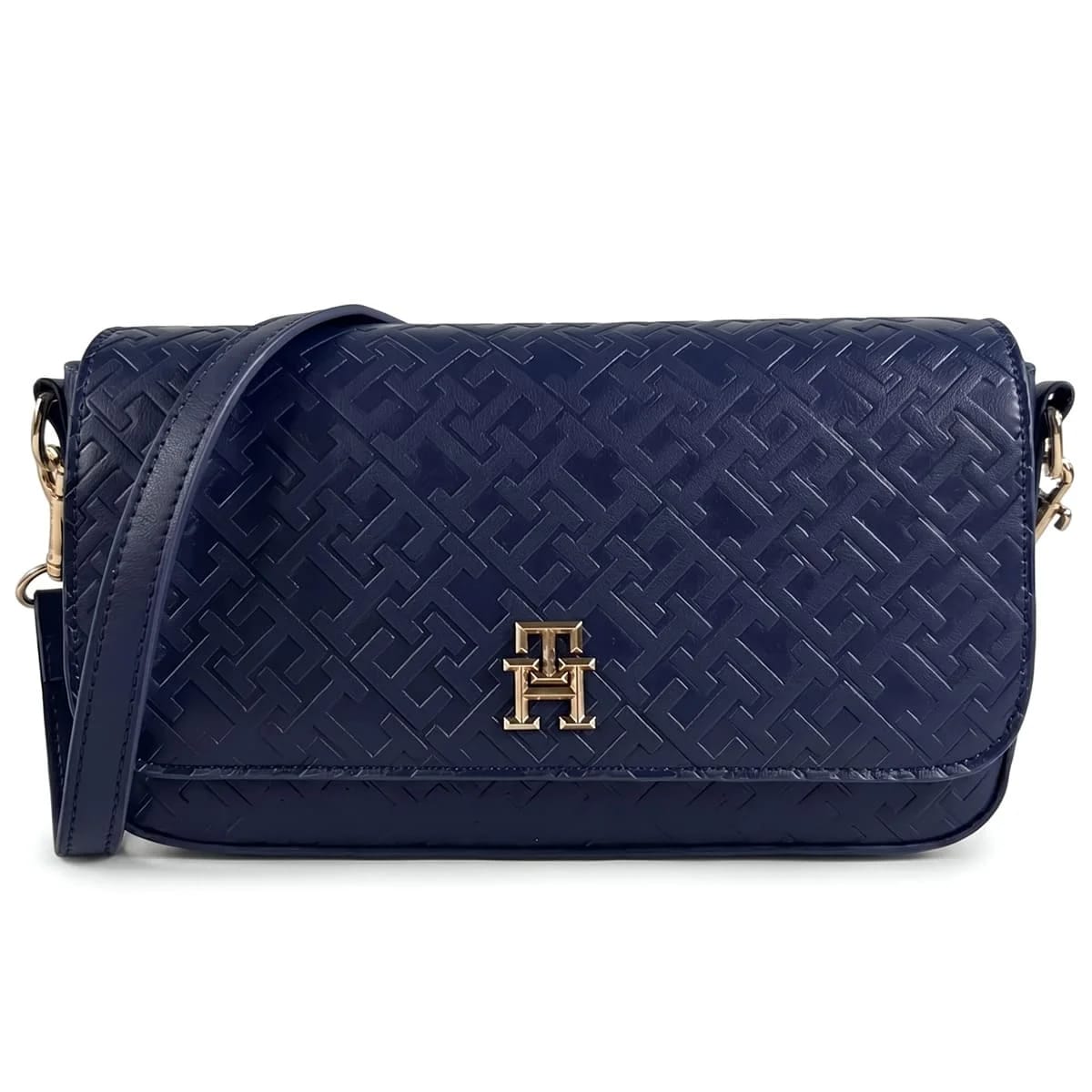 Tommy Hilfiger Navy Blue Monogram Embossed Women’s Crossbody Bag with Gold Hardware - image 1