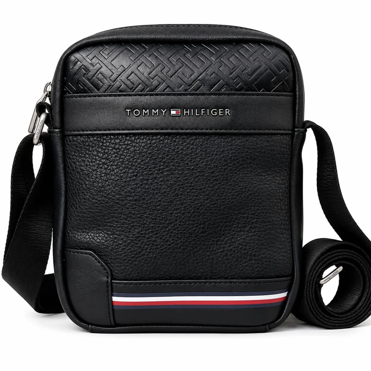 Tommy Hilfiger Black Textured Vertical Crossbody Bag - image 1