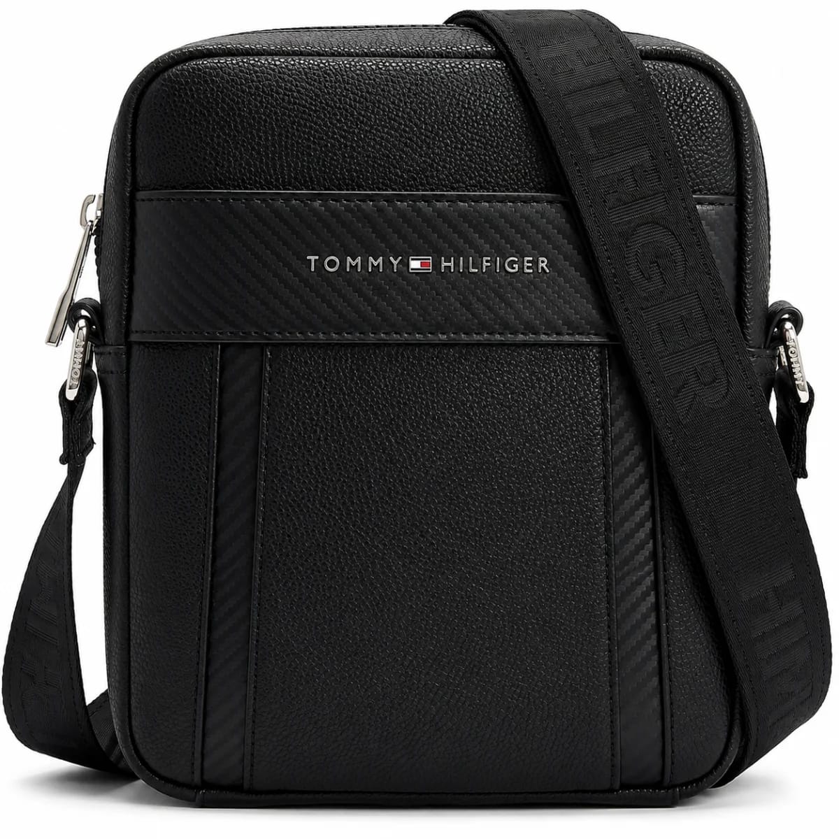 Tommy Hilfiger Men’s Black Carbon Panel Crossbody Bag - image 1