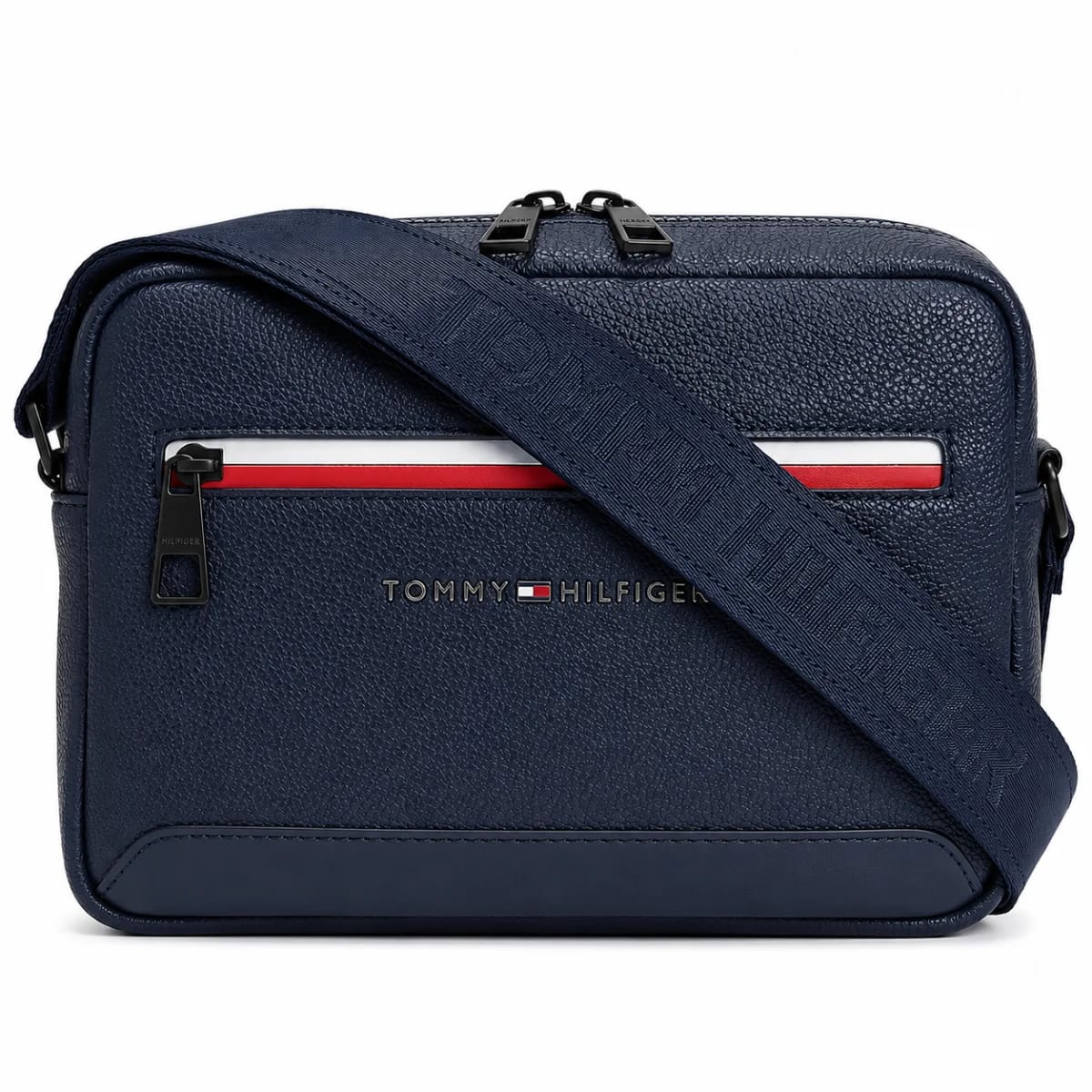 Tommy Hilfiger Men’s Navy Blue Pebbled Crossbody Bag - image 1