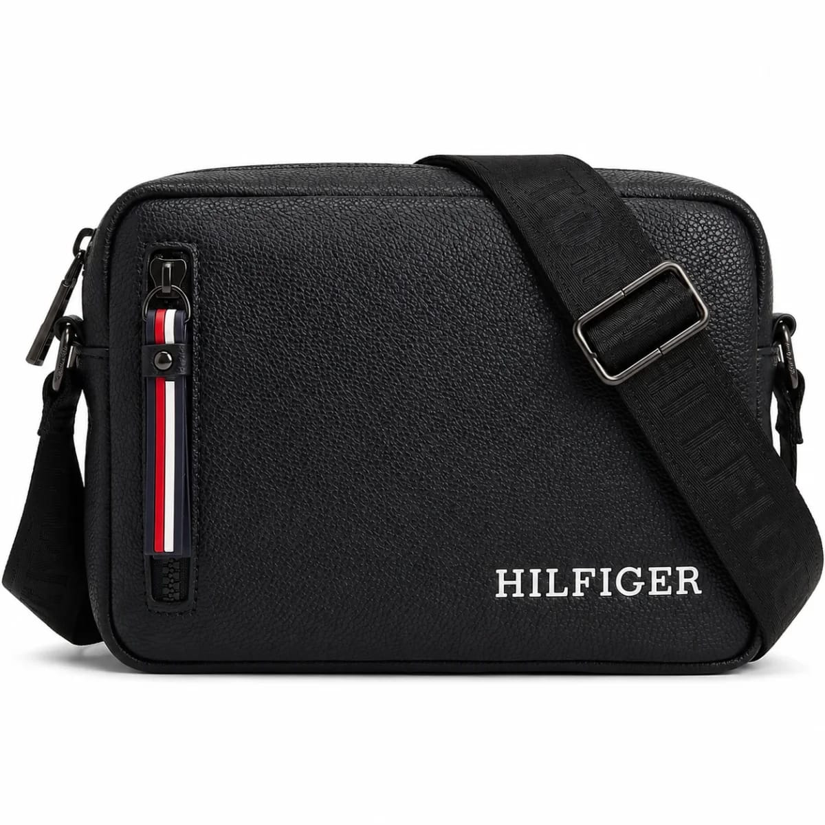 Tommy Hilfiger Men’s Black Pebbled Reporter Crossbody Bag - image 1