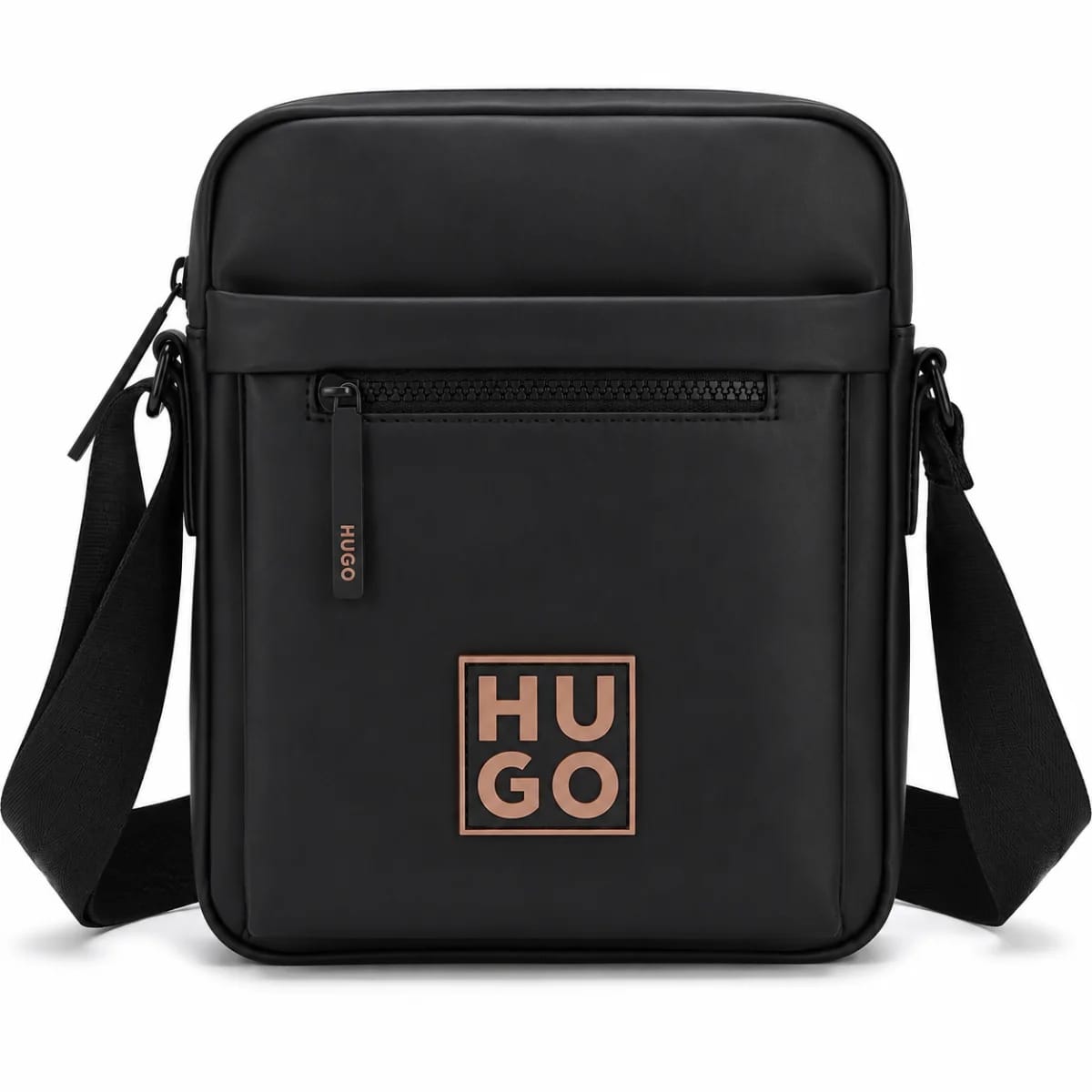 Hugo Boss Men's Black Crossbody Bag with Square Logo Badge - image 1