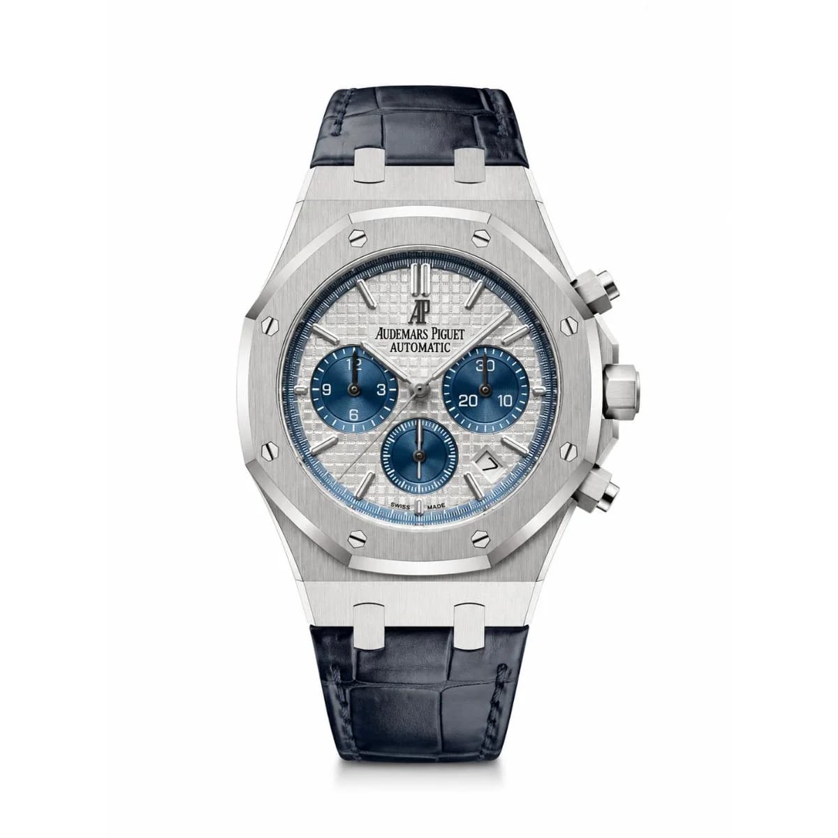 Audemars Piguet Royal Oak Automatic Stainless Steel Blue & Silver Dial Watch & black leather - image 1