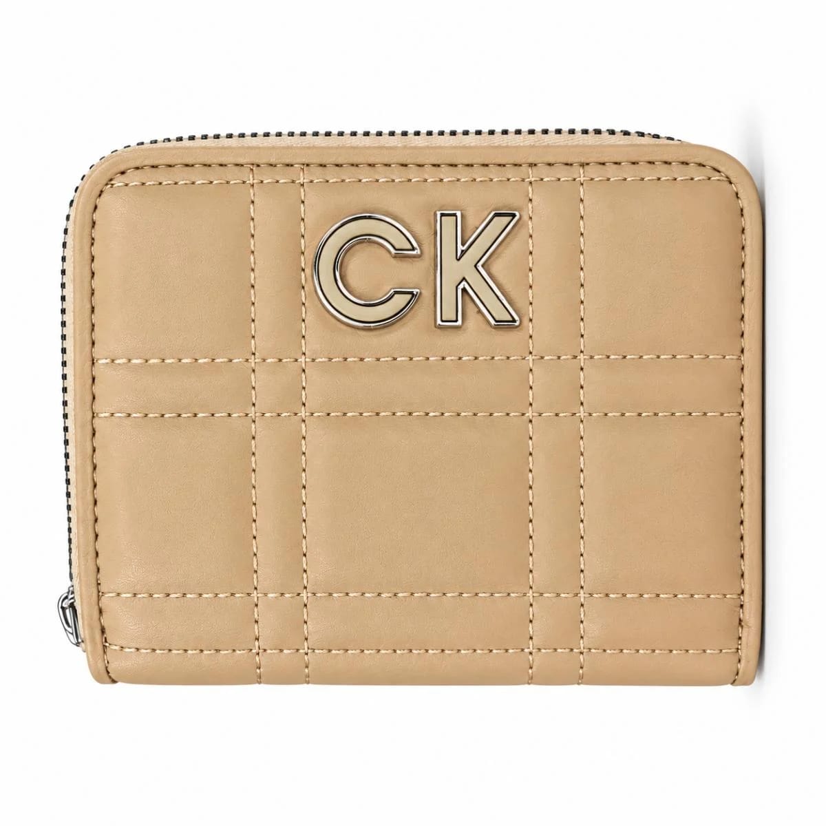 Calvin Klein Women’s Beige Zip-Around Quilted Wallet - image 1