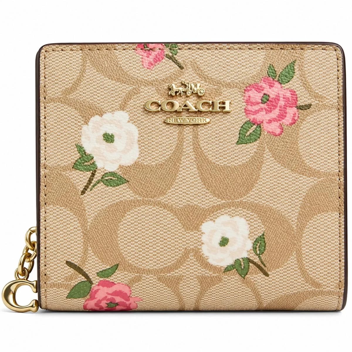 COACH Women’s Floral Print Signature Canvas Snap Wallet CR969-IMOTV - image 1