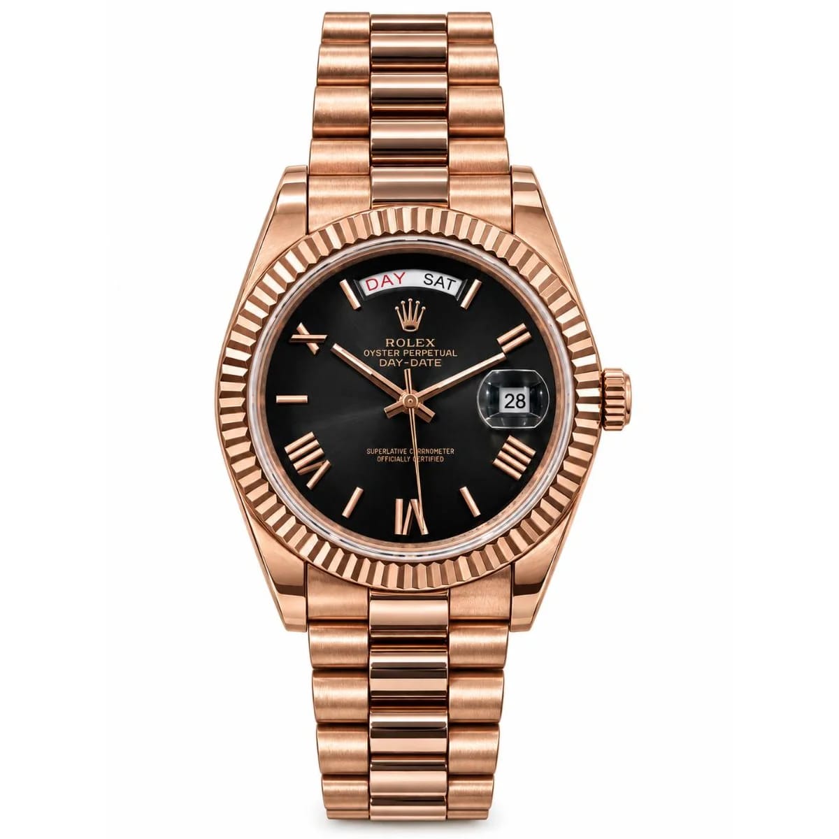 Rolex Day-Date 40 Automatic Rose Gold Black Dial Watch - image 1