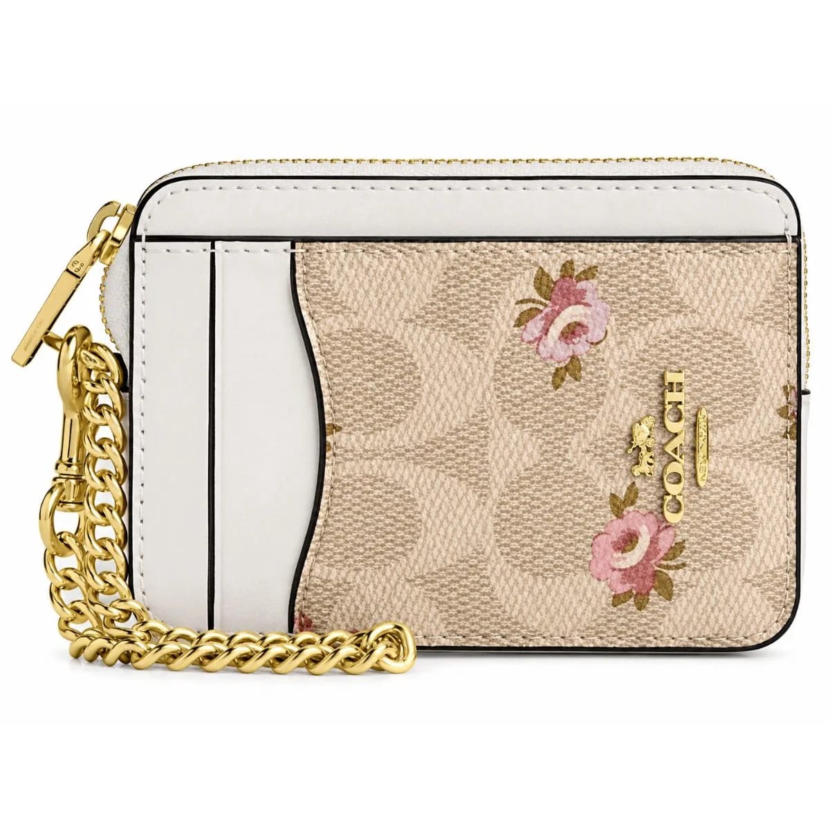 COACH Women’s Signature Floral Zip Card Case CAR25 IMSAS White - image 1