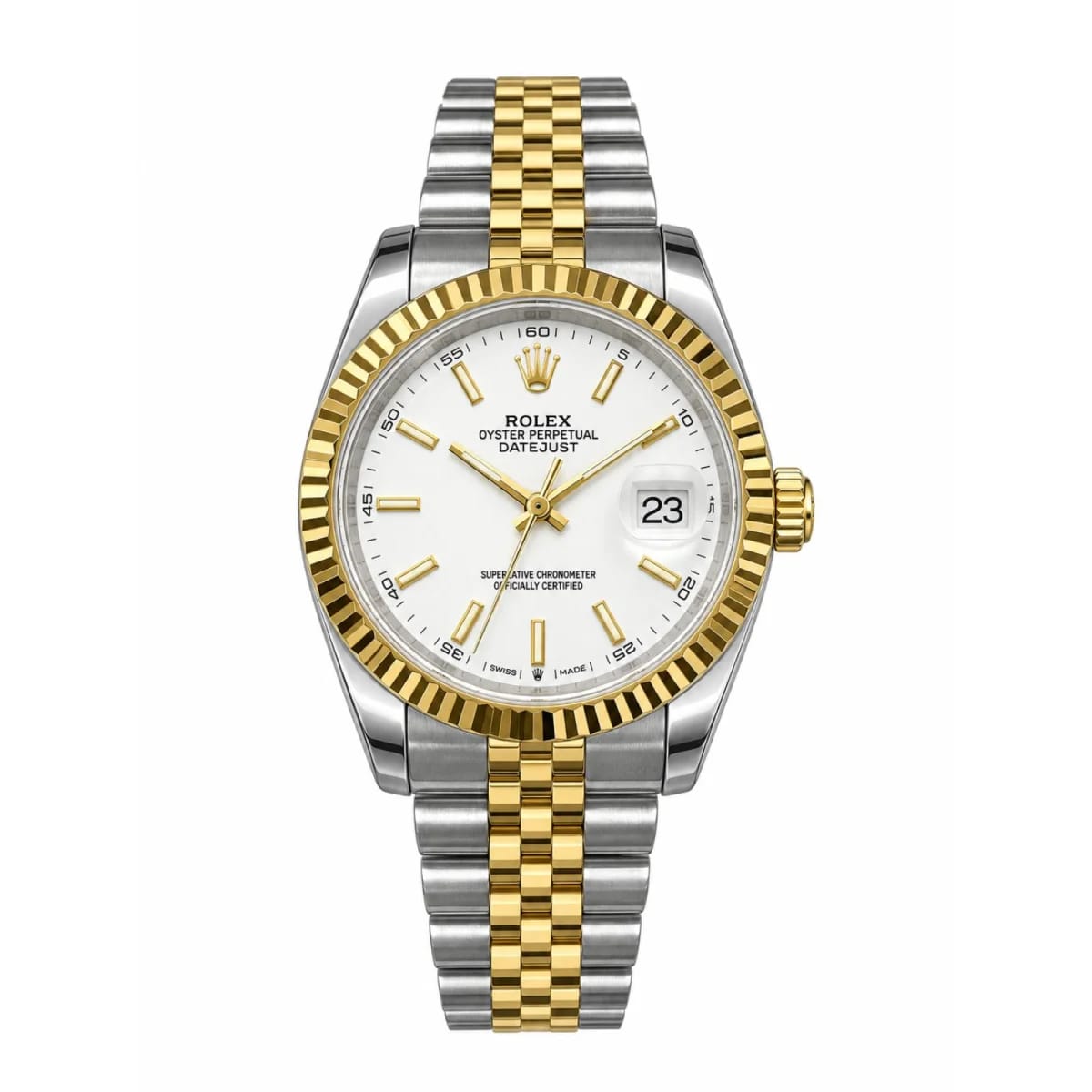 Rolex Datejust Automatic Two-Tone Gold & Stainless Steel White Dial Fluted Bezel Watch - image 1