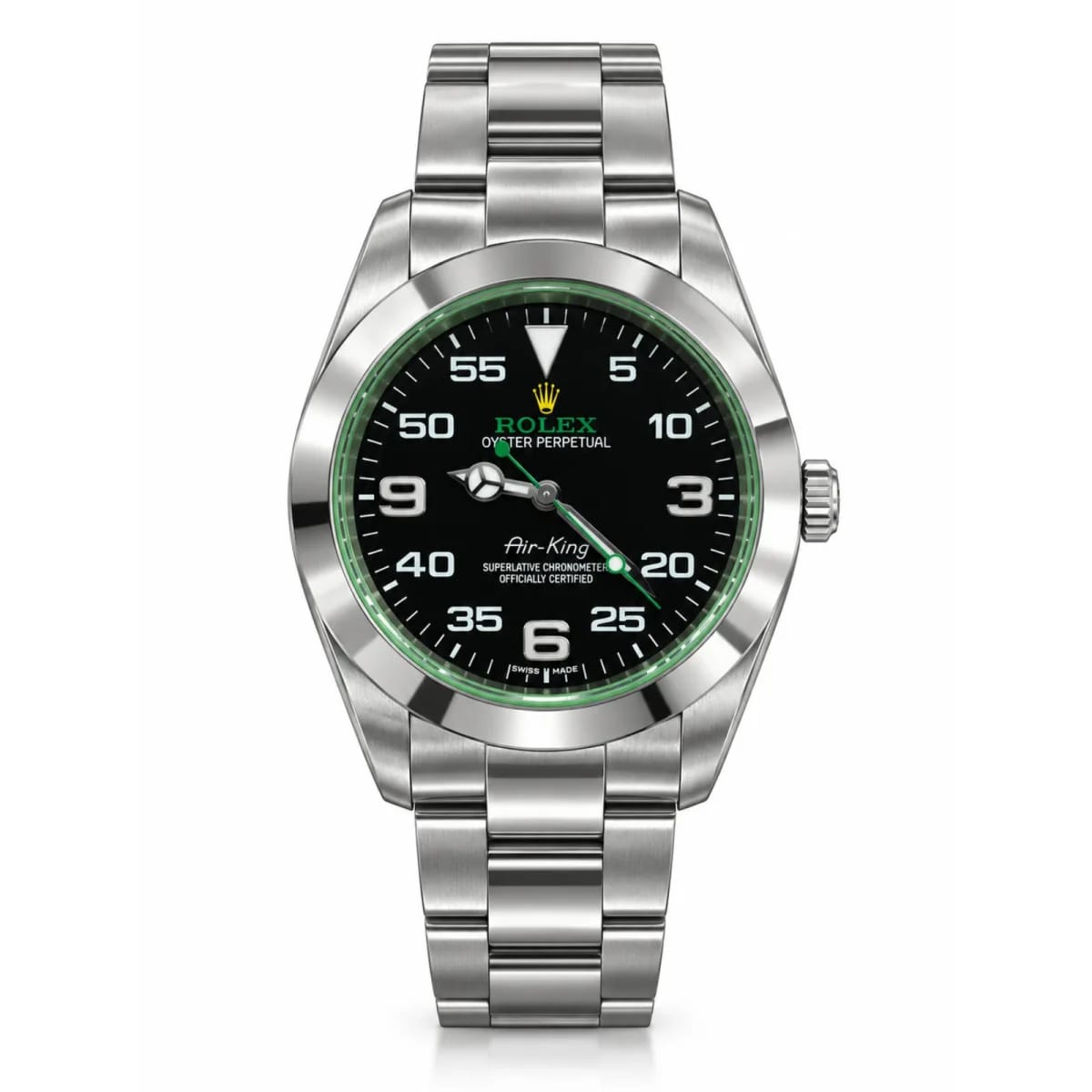 Rolex Air-King Automatic Stainless Steel Black Dial Green Accents Watch - image 1