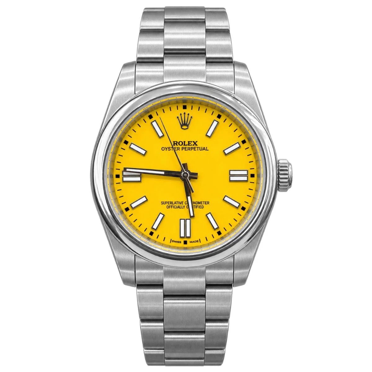 Rolex Oyster Perpetual Watch For Men – Yellow Dial & Silver Bracelet - image 1