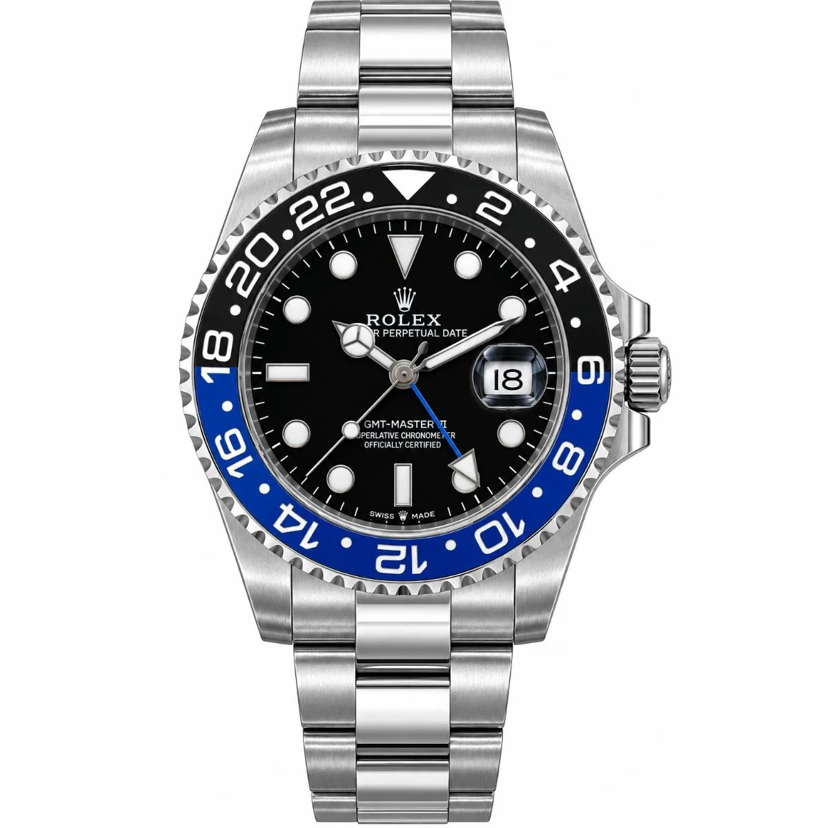 Rolex GMT Master II Watch For Men – Black Dial & Silver Bracelet - image 1