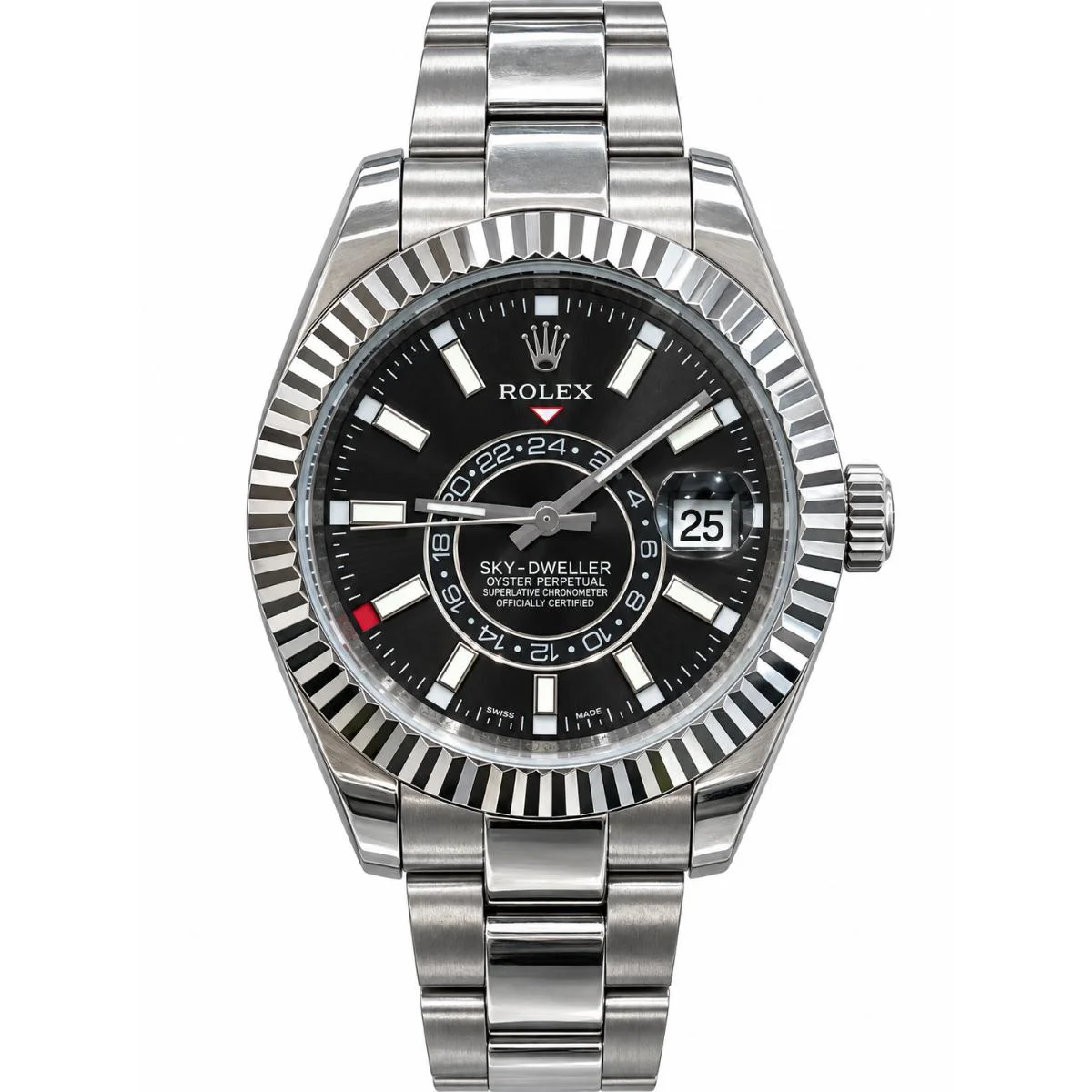 Rolex Sky-Dweller Automatic Watch For Men – Black Dial & Silver Bracelet - image 1