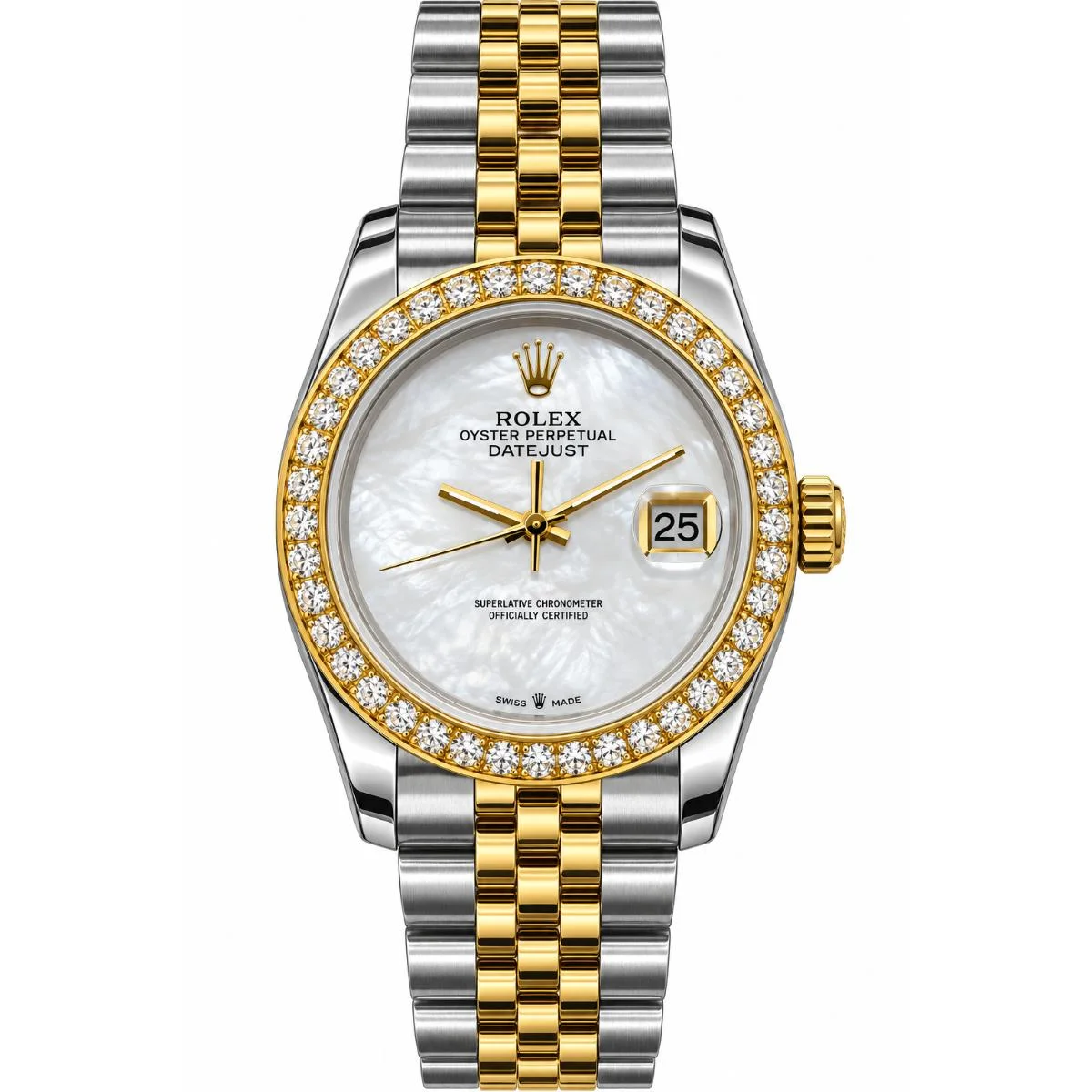 Rolex Datejust White Dial Stone-Set Watch For Women - image 1